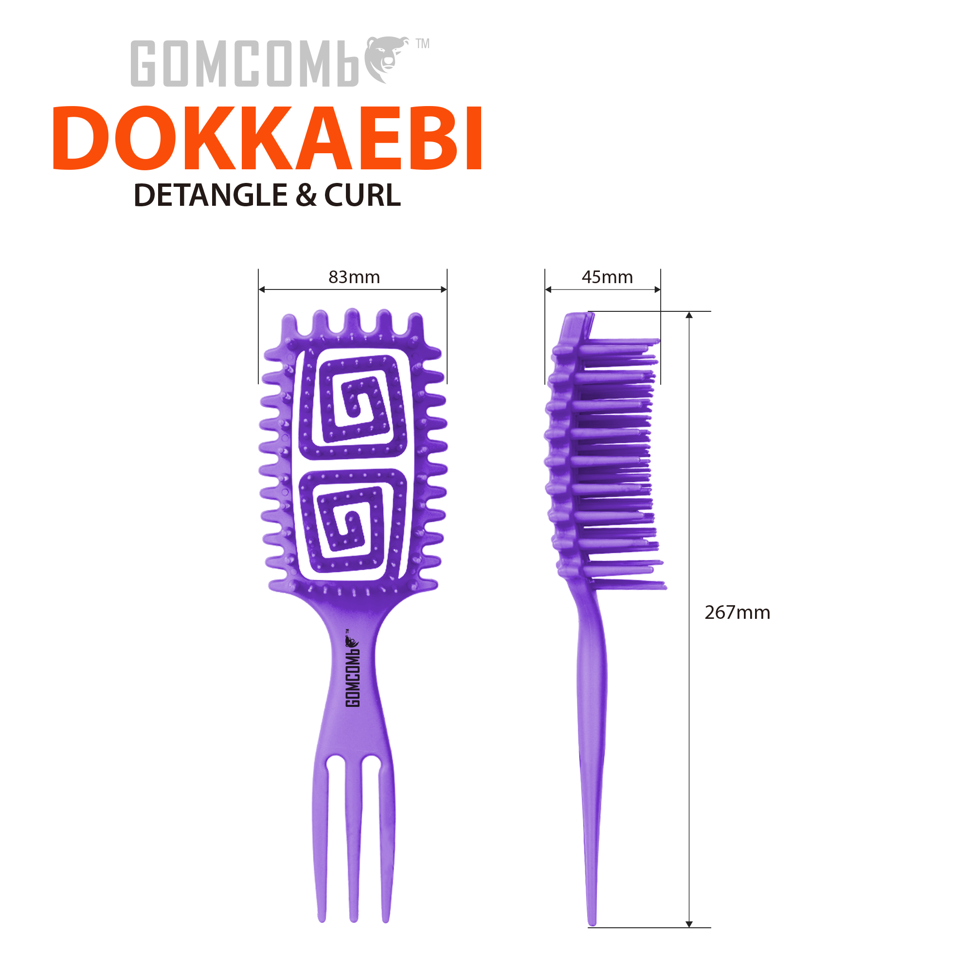 H2PRO GOMCOMb DOKKAEBI DETANGLE AND CURL - PURPLE - GCDO01