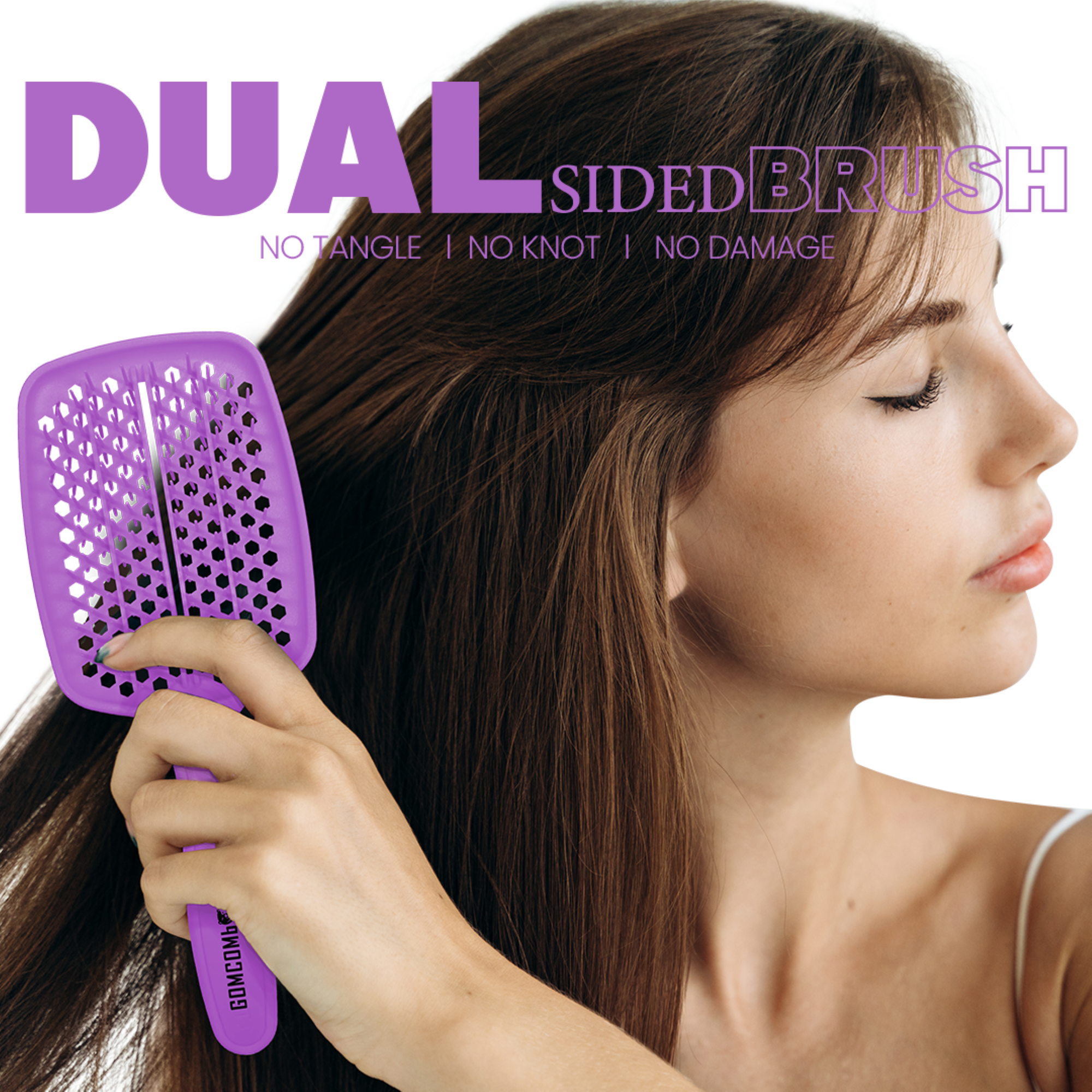 H2PRO GOMCOMb DUAL SIDED BRUSH NO TANGLE NO KNOT NO DAMAGE - PINK